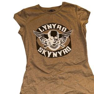 Lynyrd Skynyd 2009 Brown Shirt L Skull vintage womens fitted